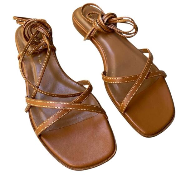 Margaux The Wrap Sandals EU 38.5 US 8.5 Brown Nappa Leather Tie Lace Up Neutral - Picture 5 of 13